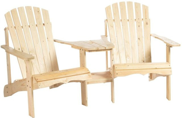 Outsunny Gartenbank aus Holz in Natur und Grau, lackiert, B/H/L: 87 x 92 x 178 cm - Bild 1