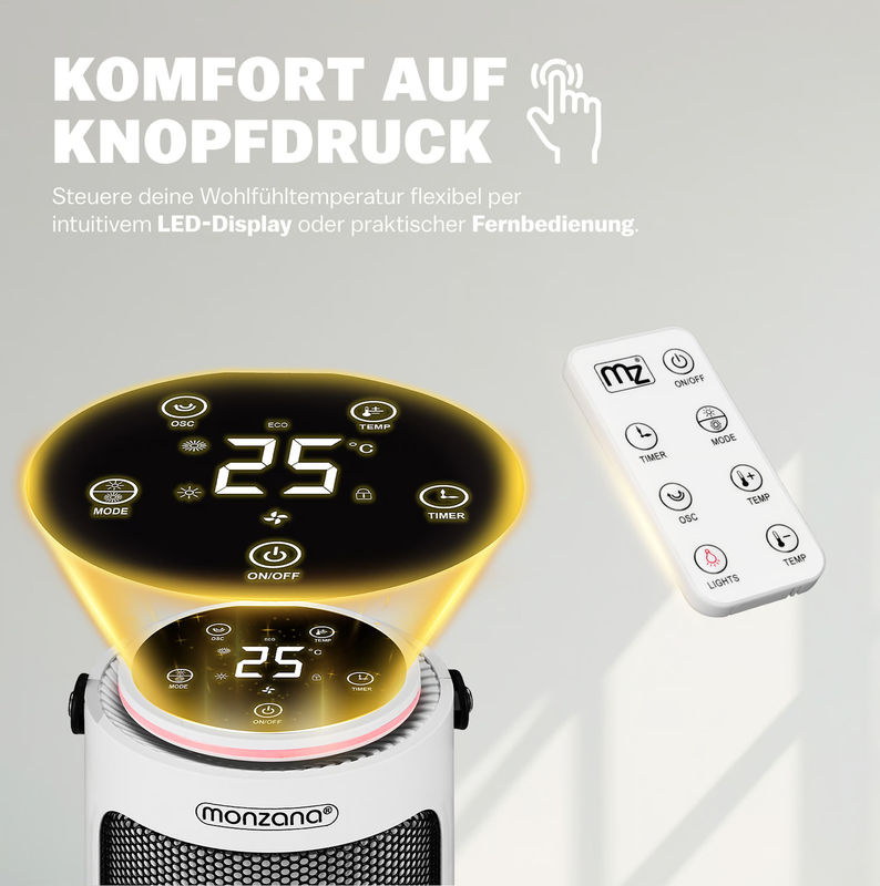 Monzana Keramik-Heizlüfter MZTH2000 in Weiß mit 2000W Leistung - Bild 4