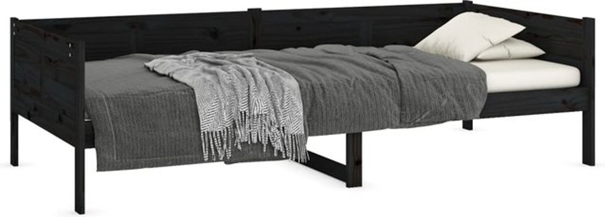 Vidaxl Tagesbett aus Massivholz Kiefer im Landhausstil, Schwarz, B/T/H: 90 x 190 x 96,5 x 96,5 x 56,5 cm - Bild 1