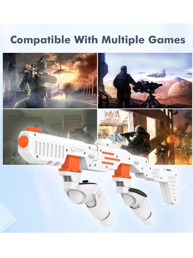 VRKOOBI VR Gunstock Kombination für Meta Quest 3 Shooter Zubehör in Weiß - Bild 2