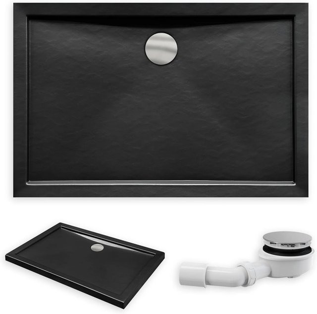 Alpina Duschwanne rechteckig Schwarz aus Acryl mit Anti-Slip-Funktion B/T: 120 x 90 cm - Bild 1