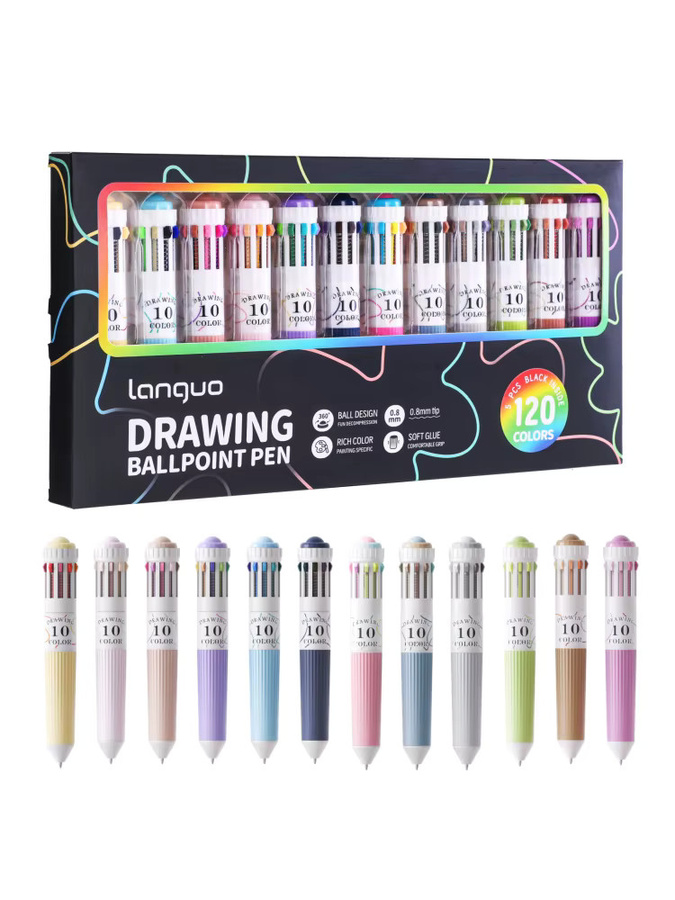 Kolorowys 10-in-1 Mehrfarbiger Kugelschreiber-Set mit 60 Farben und 0,8mm Spitze für Zeichnungen und zum Schreiben - Bild 3