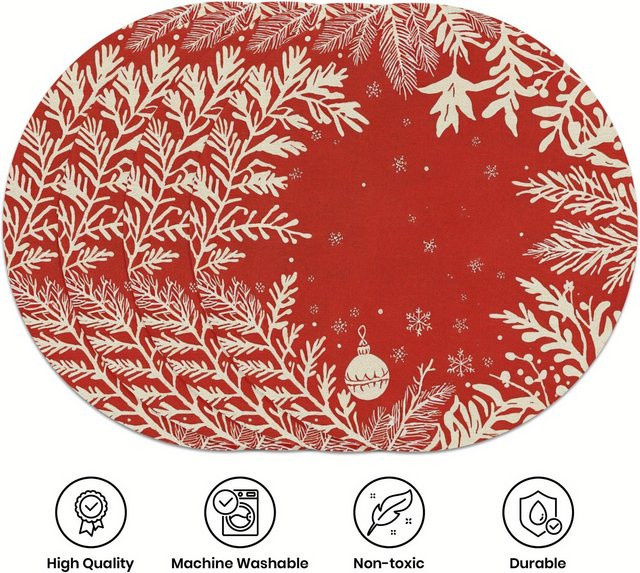 VIKAMA 4-teiliges Weihnachts-Tischset Set in Rot und Weiß für deine Feiertags-Tischdekoration - Bild 1