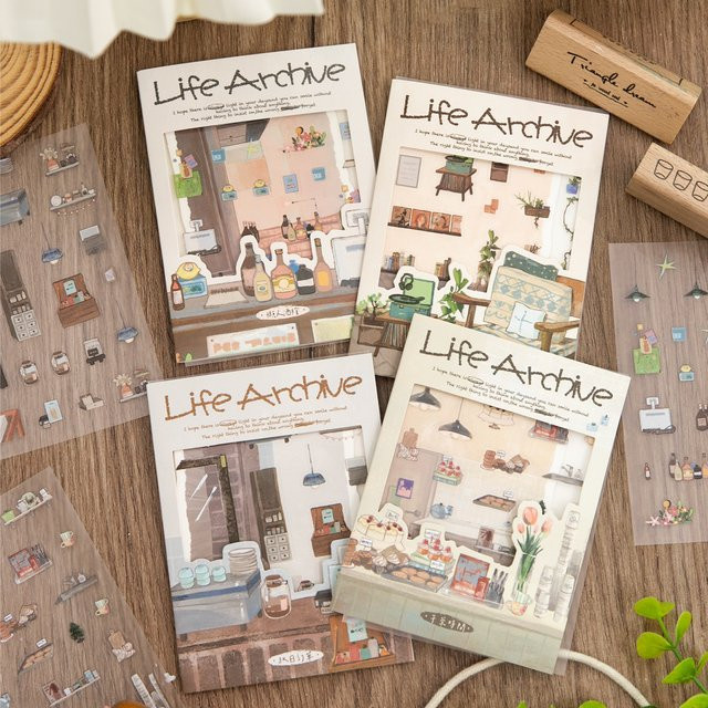 Life Archive Serie Landschaftsaufkleber Set aus Papier, 2 Stück, Mehrfarbig - Bild 1