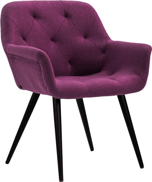 TPFLiving Esszimmerstuhl modern mit Stoffbezug und Metallgestell in Lila und Schwarz - Bild 1
