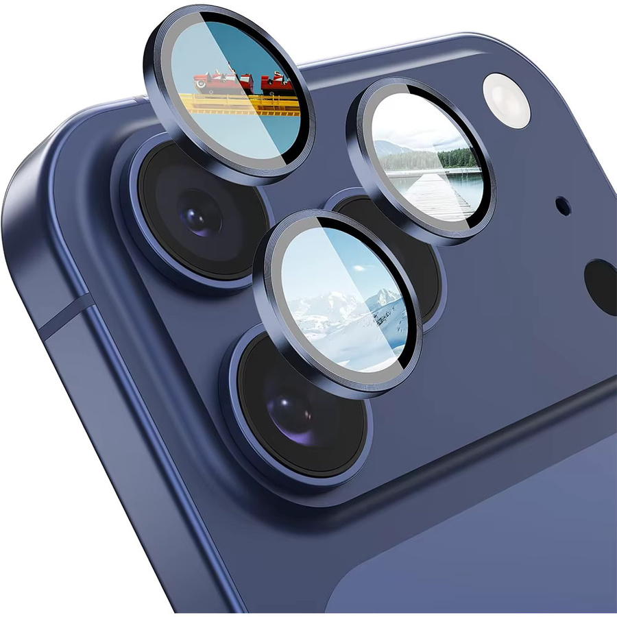 2-3 Stück Gehärtetes Glas Kamera Objektiv Schutzfilm für iPhone 17 Pro Max, 16 Plus, 15, 14, 13, Mini, 12, 11 in Transparent und Blau - Bild 2