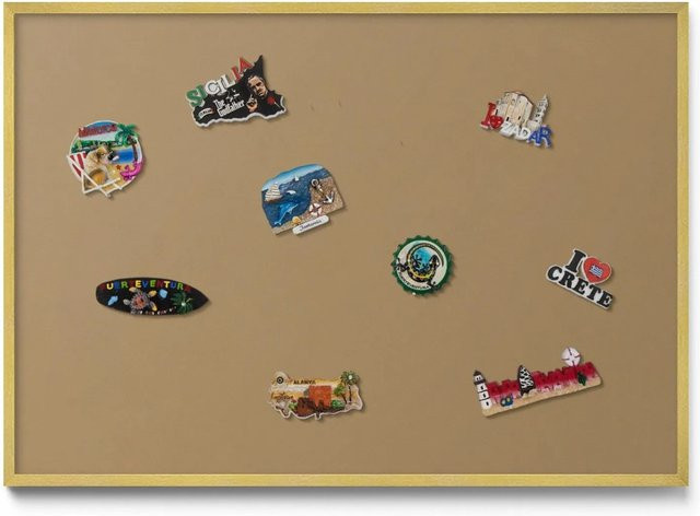 Tulup Magnettafel aus Metall in Dunkelgelb mit Goldrahmen, Breite: 100 cm, Höhe: 70 cm - Bild 1