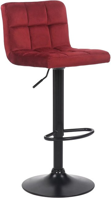 DELUKE Barhocker RIVAN Barstuhl aus Samt in Rot mit Lehne und Metallgestell, B/T/H: 40 x 40 x 85 cm - Bild 1