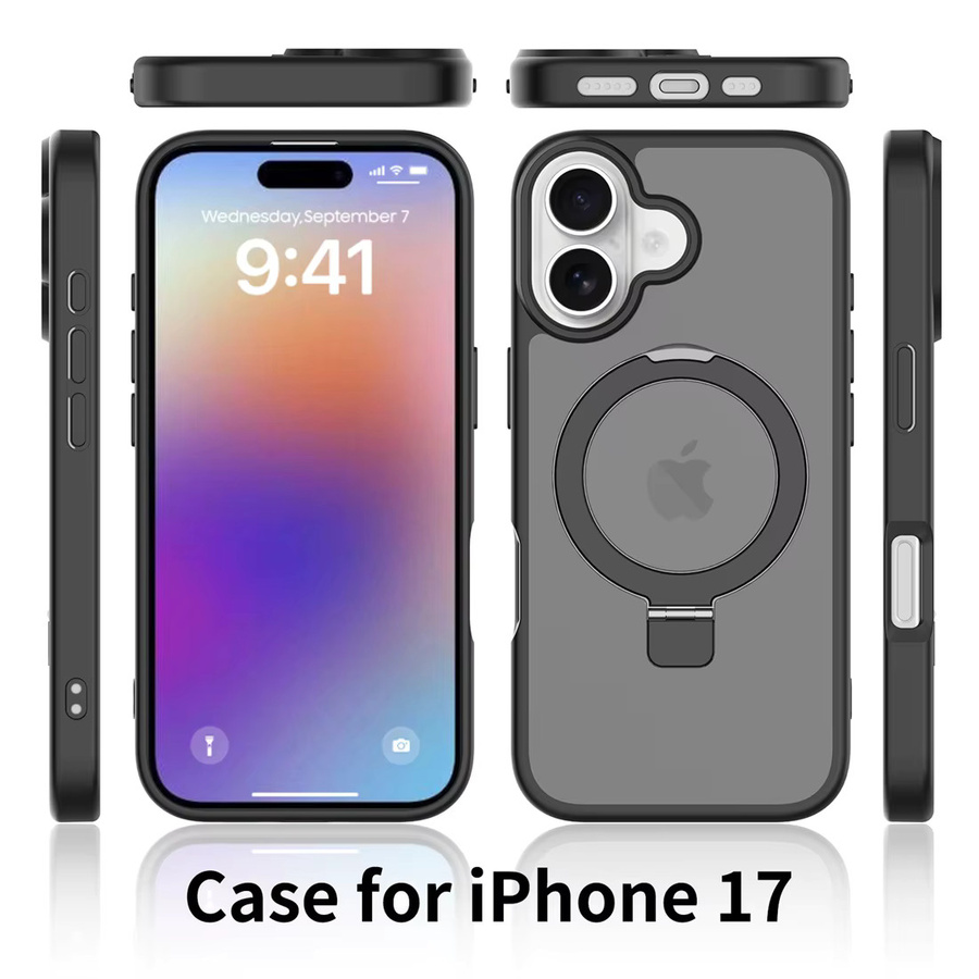 Kumonkey Handyhülle für iPhone 17 mit Ständer, MagSafe kompatibel, stoßfest und mattiert, Farbe: Transparent/Lila - Bild 2