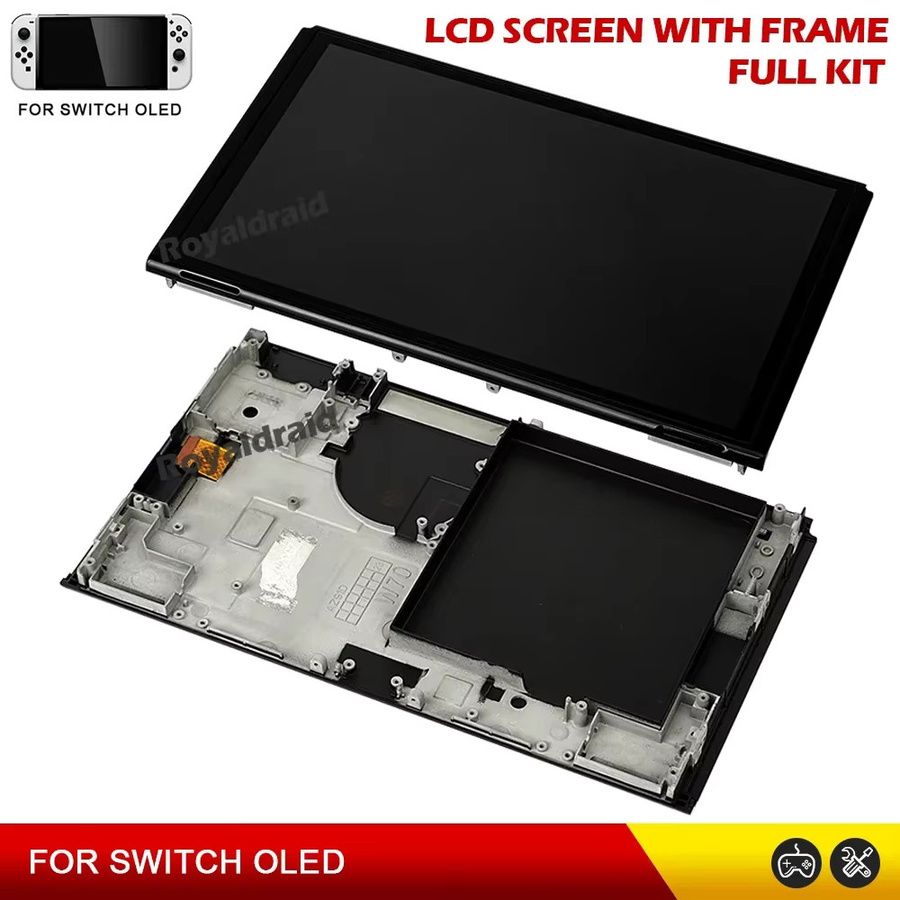 Nintendo Switch OLED Ersatz-LCD-Display mit Rahmen und Digitizer in Schwarz - Bild 2