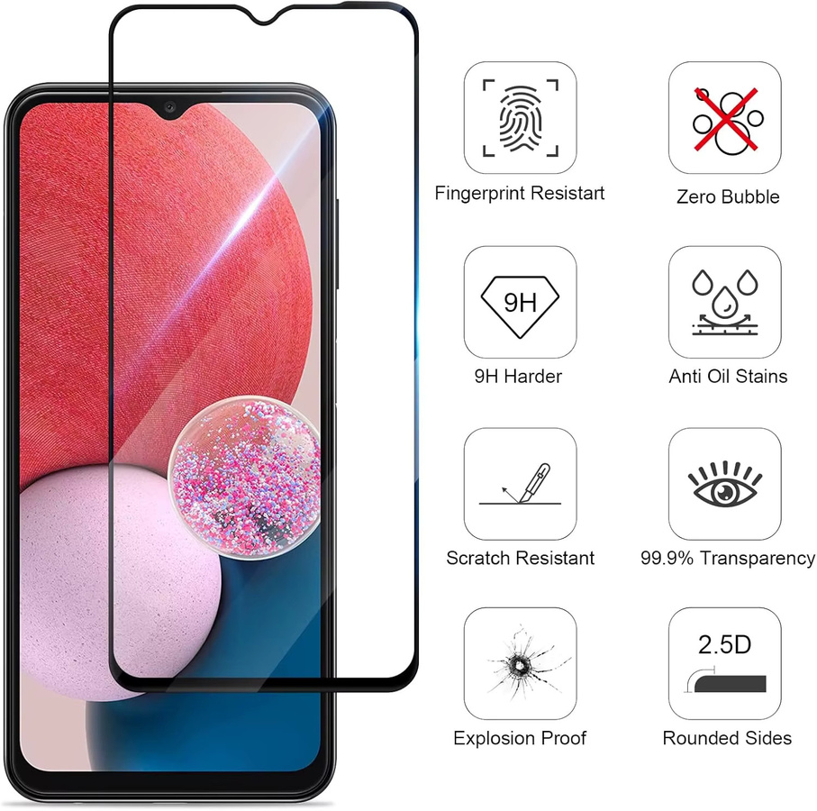 Kratzfester Displayschutz für Samsung Galaxy A12, A13 und A32 5G in Transparent mit rotem Akzent - Bild 3