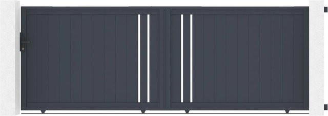 Casanoov Schiebetor Giona aus Aluminium in Grau mit Ranger C300 Motorisierung, Breite: 400 cm, Höhe: 140 cm - Bild 1