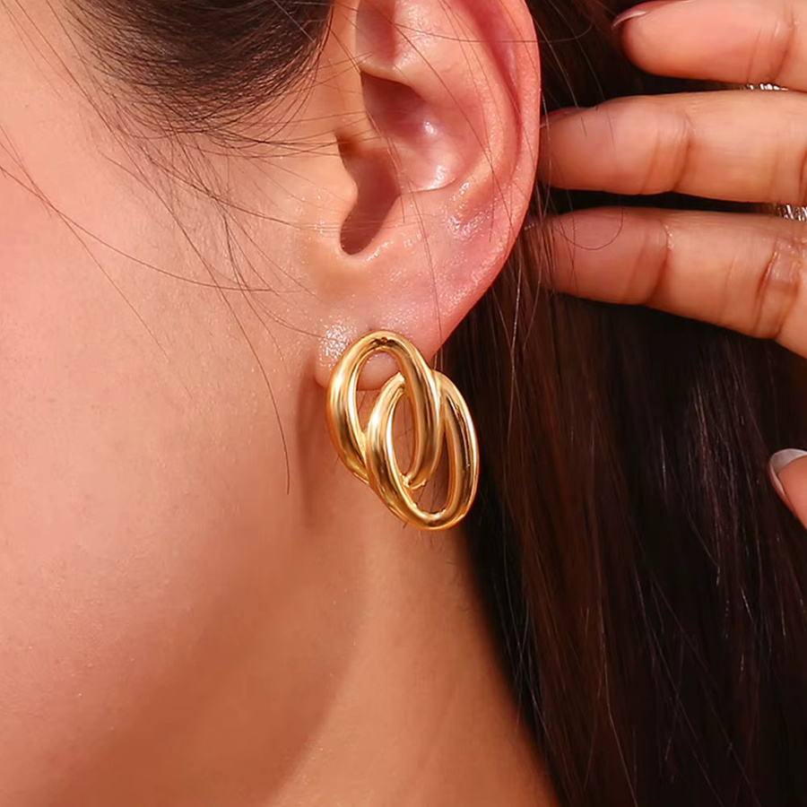 amofa Ohrstecker Edelstahl, Gold, Damen, minimalistisch - Bild 2