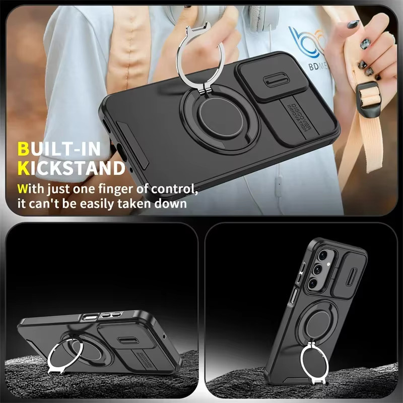 Magnetische Handyhülle von szHAIyu für Samsung Galaxy A57 A37 A07 A17 A56 A36 A26 A16 A06 A55 A35 A25 A15 A05 mit Ringständer und Kameraschutz in Rot und Schwarz - Bild 1