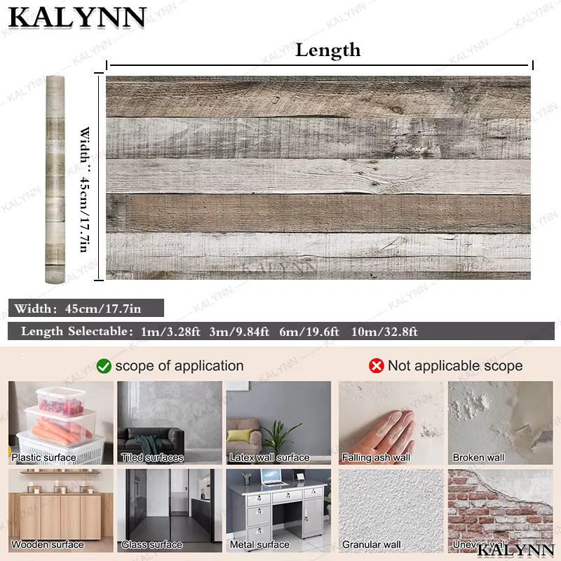 Selbstklebendes Kontaktpapier in Holzoptik von KALYNN, braun, Vintage-Design für Wand und Möbel - Bild 2
