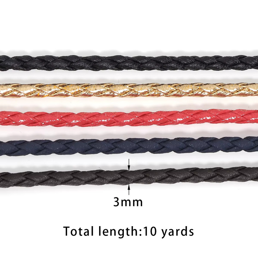 Louleur Lederband, geflochten, 3 mm, bunt, 10 Yards - Bild 2