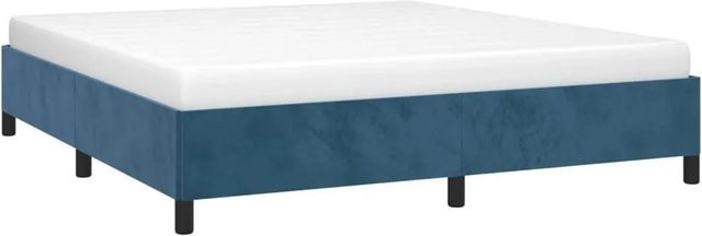 vidaXL Bettgestell gepolstert aus Samt in Dunkelblau, B/T/H: 160 x 203 x 163 cm - Bild 1
