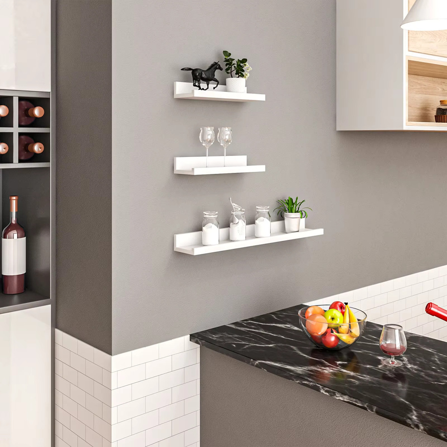 WOLTU 3er Set Wandregal aus MDF in Weiß für Wohnzimmer, Schlafzimmer und Büro - Bild 2