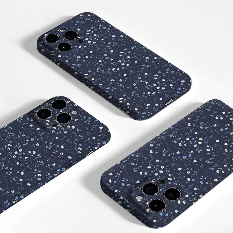 Potdemiel Magnetische Handyhülle mit kleinem Blumenmuster in Marineblau für iPhone 17 16 15 14 13 Pro Max Plus, robuste doppelschichtige Schutzhülle - Bild 4