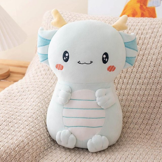 Yiran Health & Beauty Kawaii Cartoon Drachen Plüschtier, 35cm, Blau - Bild 1