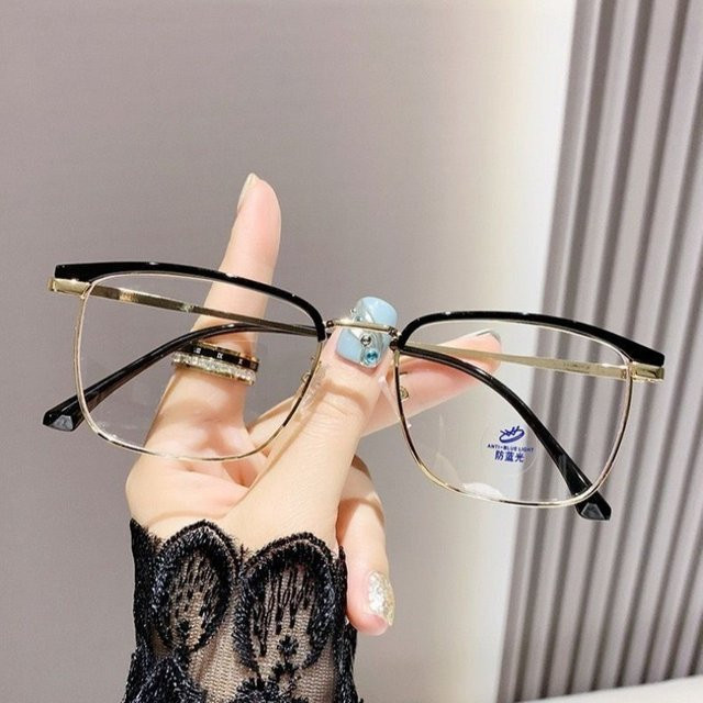 Korrektionsbrille, quadratisch, Metall, schwarz, Unisex, Blaulichtfilter - Bild 1