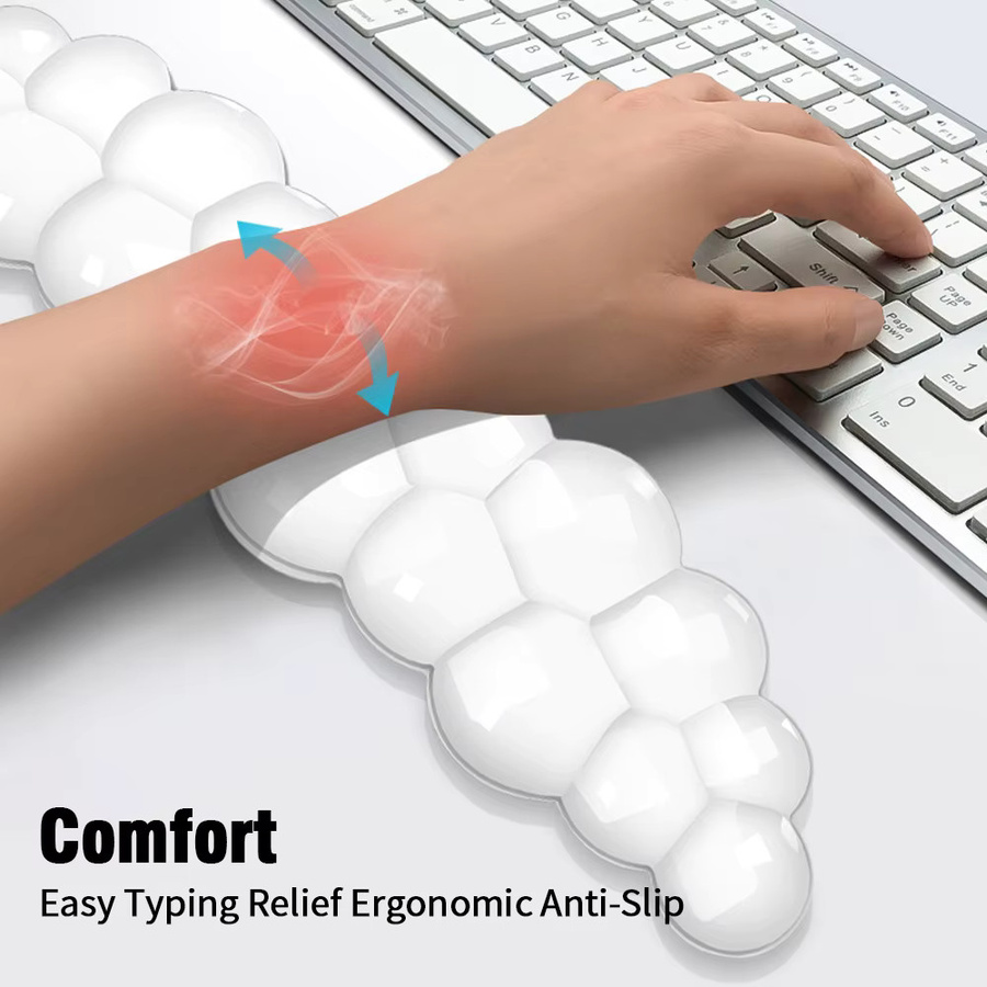 DANYCASE Ergonomische Tastatur-Handgelenkauflage aus Memory-Schaum in Weiß mit Anti-Rutsch-Funktion - Bild 2