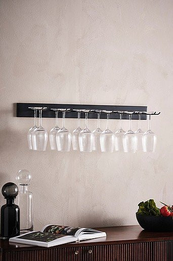 Jotex GIA Weinglashalter aus Metall in Schwarz, Breite: 80 cm - Bild 1