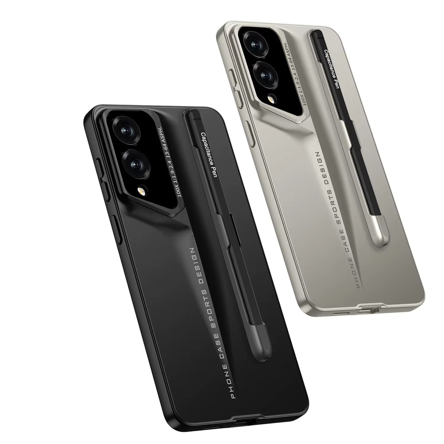 Mecha Anti-Klopf-Hülle für Samsung Galaxy S25 Edge Ultra, S24U, S23U mit Stift, mattiert, Schwarz - Bild 3