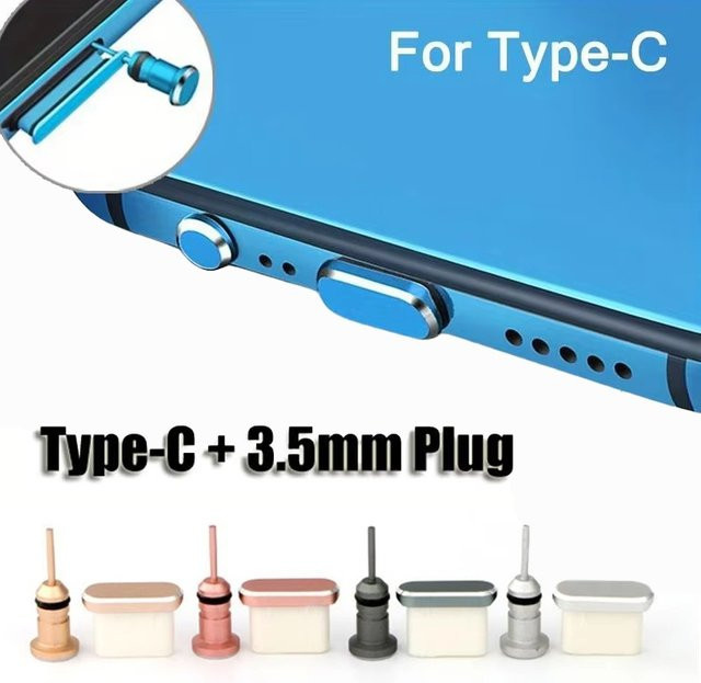 Universal Metall Staubschutz für USB Typ-C und 3,5mm Kopfhöreranschluss für Samsung, Xiaomi und Huawei - Bild 1