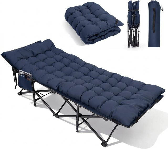 Sekey Campingbett Klappbar mit Matratze aus Perlschaum und 1200D Oxford-Gewebe, Blau, B/T/H: 190 x 71 x 35 cm - Bild 1