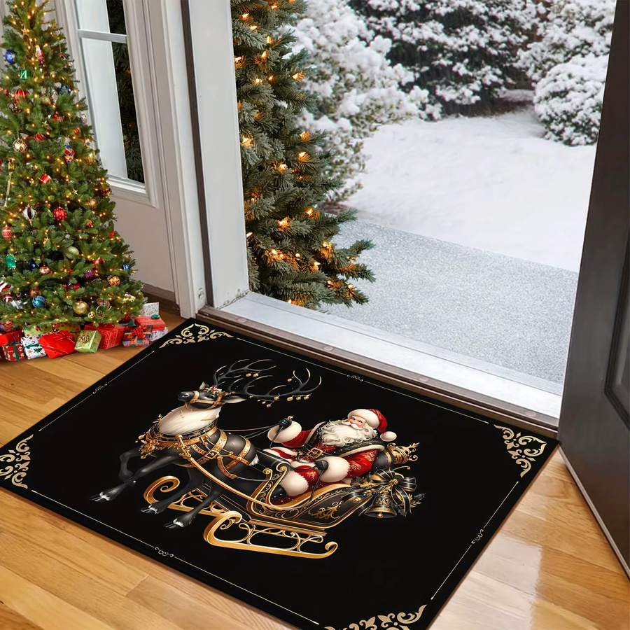 VIKAMA Weihnachts-Rentierschlitten Teppich in Schwarz für Wohnzimmer und Flur, B/T: 60 x 40 cm - Bild 3
