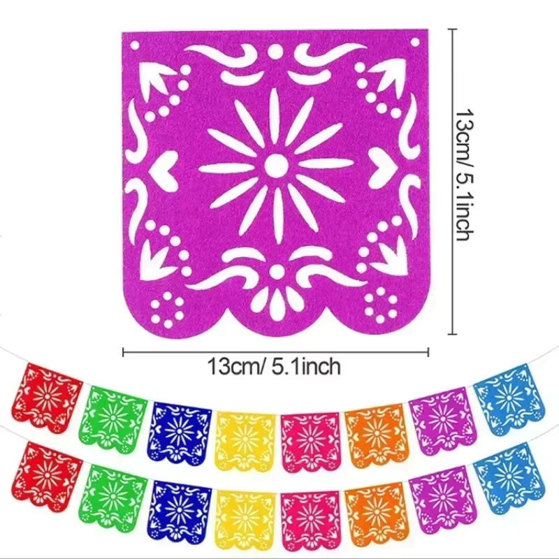 Mexikanisches Fiesta Party Banner mit Blumenmuster für Cinco De Mayo Dekorationen, mehrfarbig, aus Papier - Bild 4