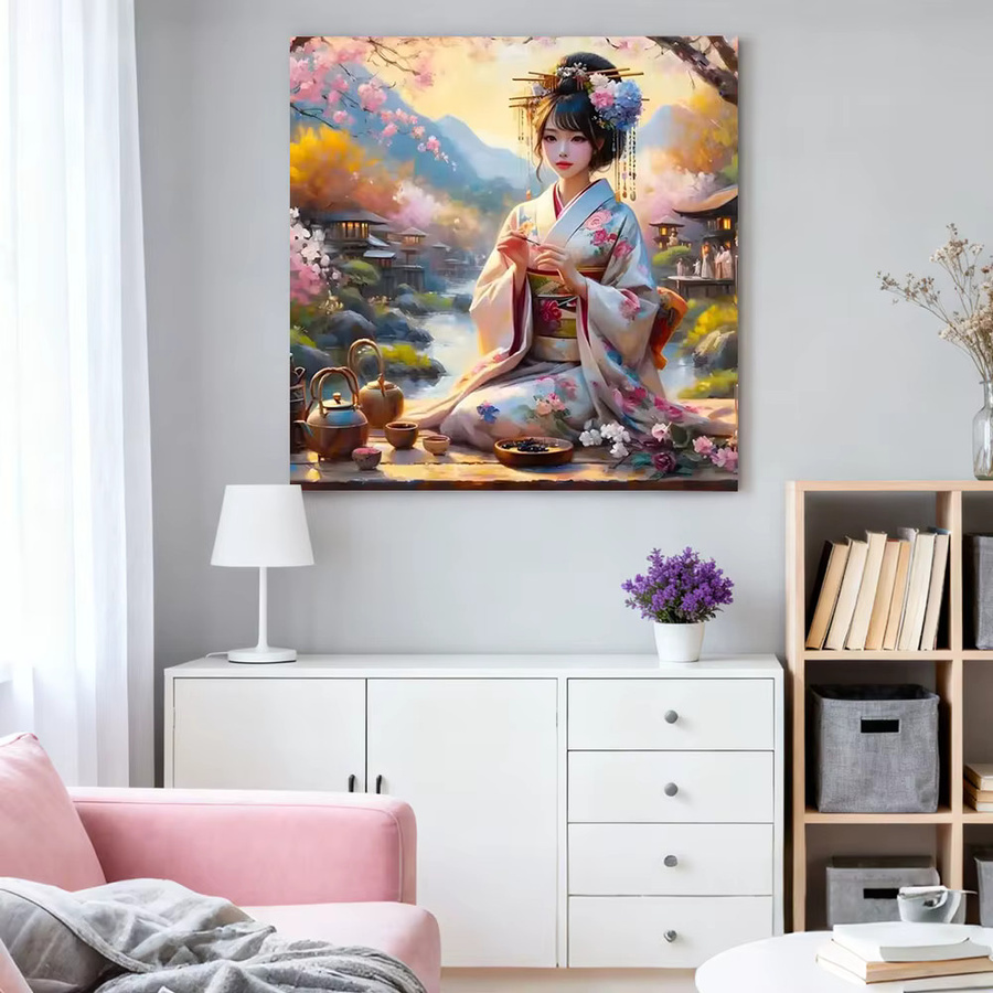 HUACAN Diamantmalerei Set Frauenporträt als modernes Mosaik Wandbild in Mehrfarbig, Durchmesser: 20 cm - Bild 2
