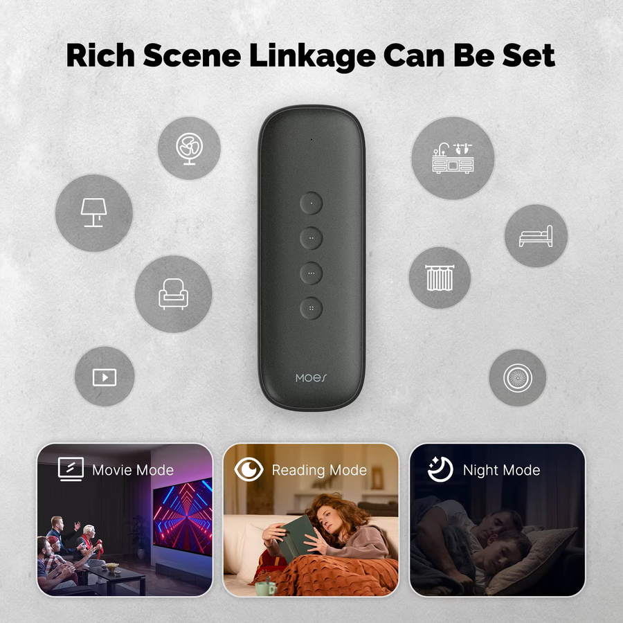 Tuya ZigBee Smart Scene Switch 4 Tasten drahtlose Fernbedienung für 12 Szenarien in Schwarz oder Grau - Bild 2