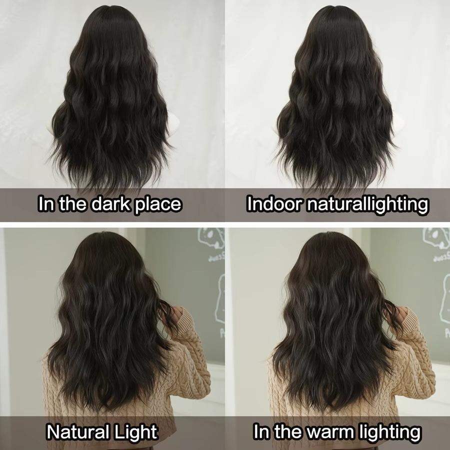 7JHH WIGS Routine-Perücke, schulterlang, Wasserwelle, schwarzbraun, Damen - Bild 3