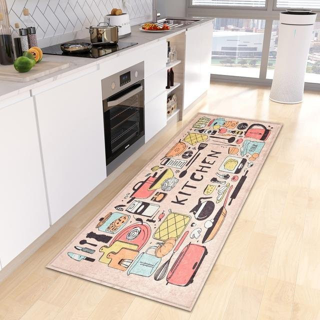Karpetti Küchenbodenmatte mit Streifenmuster, rutschfeste und waschbare Fußmatte für Wohnzimmer, Schlafzimmer oder Balkon, B/T: 40 x 120 cm, Mehrfarbig - Bild 1