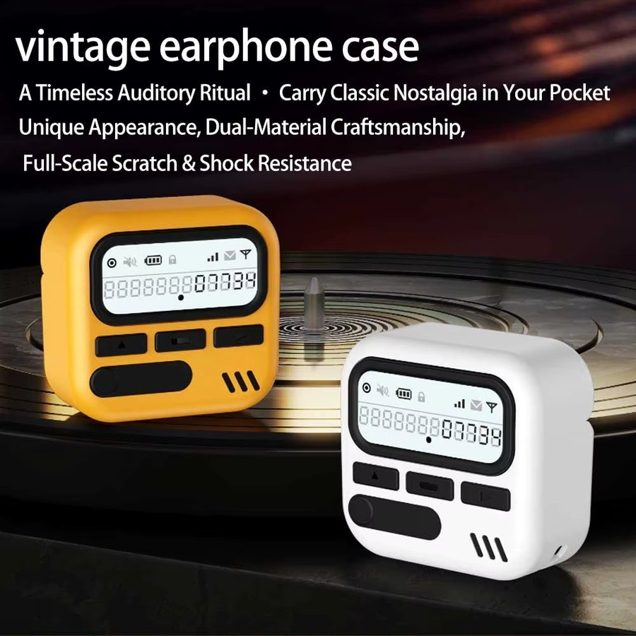 Cartoon TPU Retro Pager Schutzhülle für Apple AirPods 4 und AirPods Pro 2 inklusive Anhänger - Bild 2