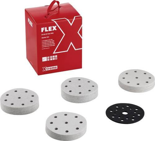 Flex D125 ST-Set Schleifpapier für Exzenterschleifer in den Körnungen 60, 80, 120, 150 mit Durchmesser 125 mm, 5er Pack, Rot - Bild 1