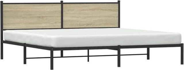 vidaXL Metallbett in Sonoma-Eiche ohne Matratze, Farbe Braun, B/T/H: 200 x 200 x 91,5 cm - Bild 1