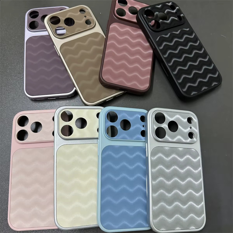 Matte Stoßfeste Handyhülle mit Laser-Wellen-Textur für Apple iPhone 11 bis 17 Pro Max in Grau - Bild 2