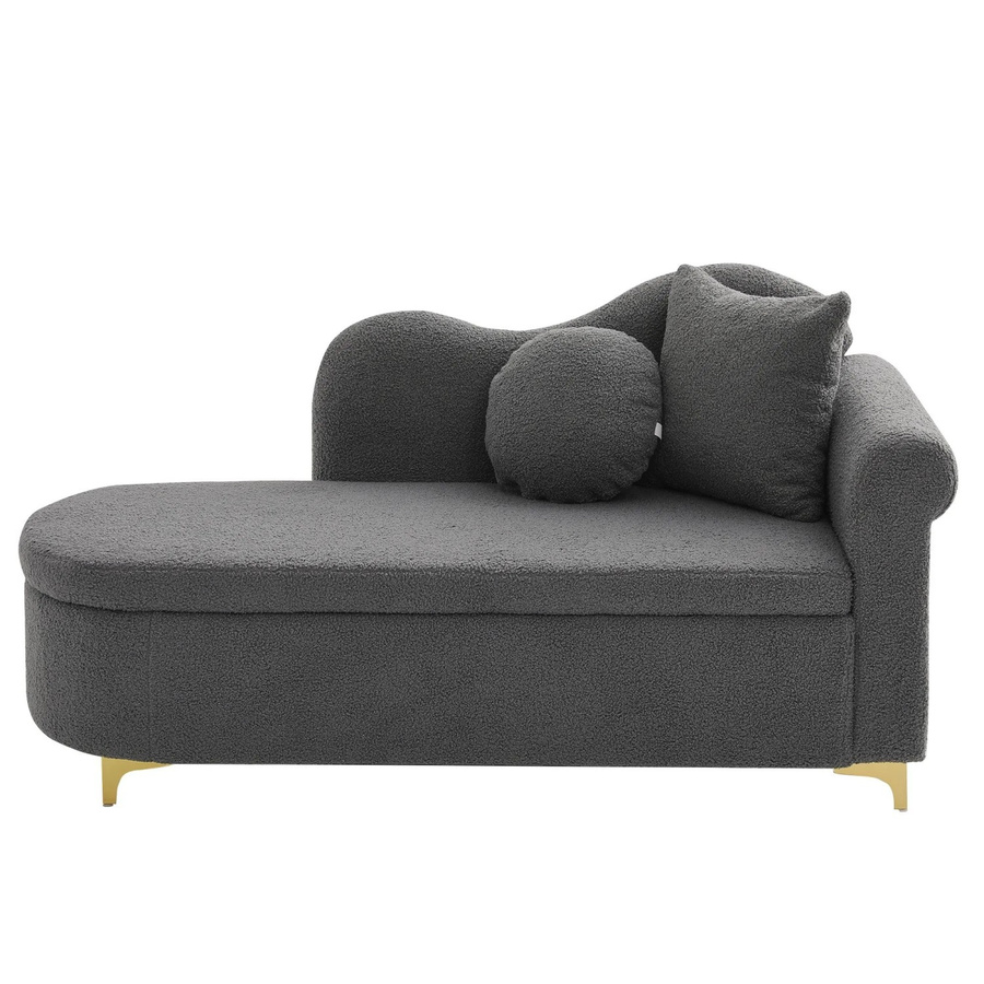 Merax Chaiselongue mit Wellen-Design in Grau, Bouclé-Stoff, L-Form mit Stauraum, B/T/H: 134 x 70 x 64 cm - Bild 2