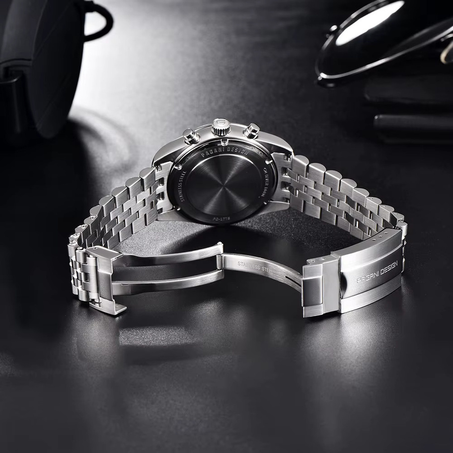 PAGANI DESIGN Armbanduhr, Quarz, Edelstahl, Saphirglas, Herren, Schwarz - Bild 3