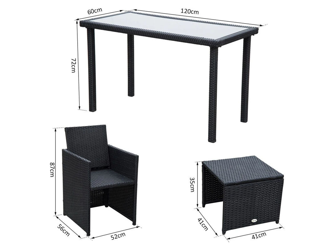 Outsunny Polyrattan Sitzgruppe Essgruppe 11-teilig mit Kissen in Schwarz und Beige - Bild 4