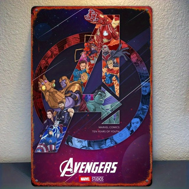 Potdemiel Avengers Wandkunst aus Metall mit Marvel-Helden-Illustration, Mehrfarbig, Breite: 20,32 cm, Höhe: 30,48 cm - Bild 1