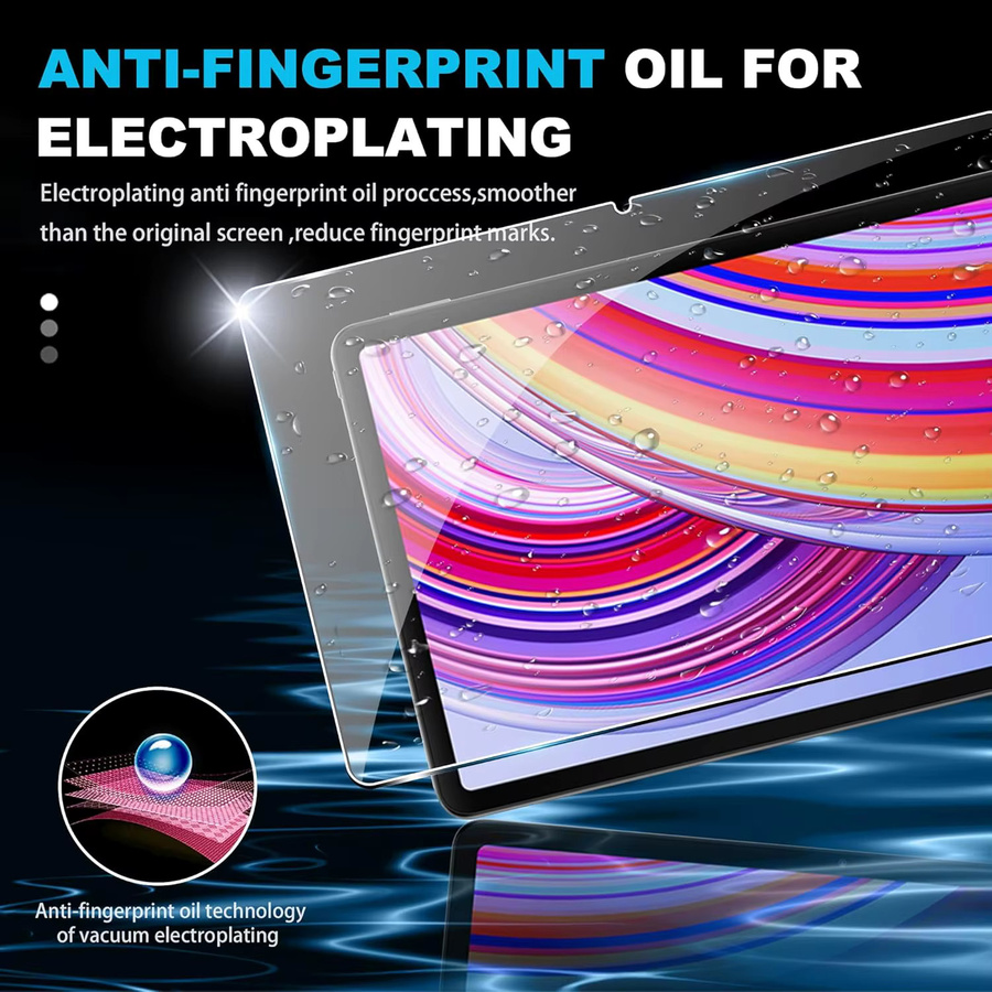 Displayschutzfolie aus gehärtetem Glas für Xiaomi Redmi Pad Pro (12,1 Zoll) und Xiaomi Poco Pad, transparent, HD und Anti-Fingerabdruck-Schutz - Bild 2