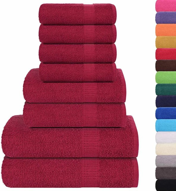 vidaXL 8-teiliges Handtuch-Set aus 100% Baumwolle in Rot mit 360 g/m² - Bild 1