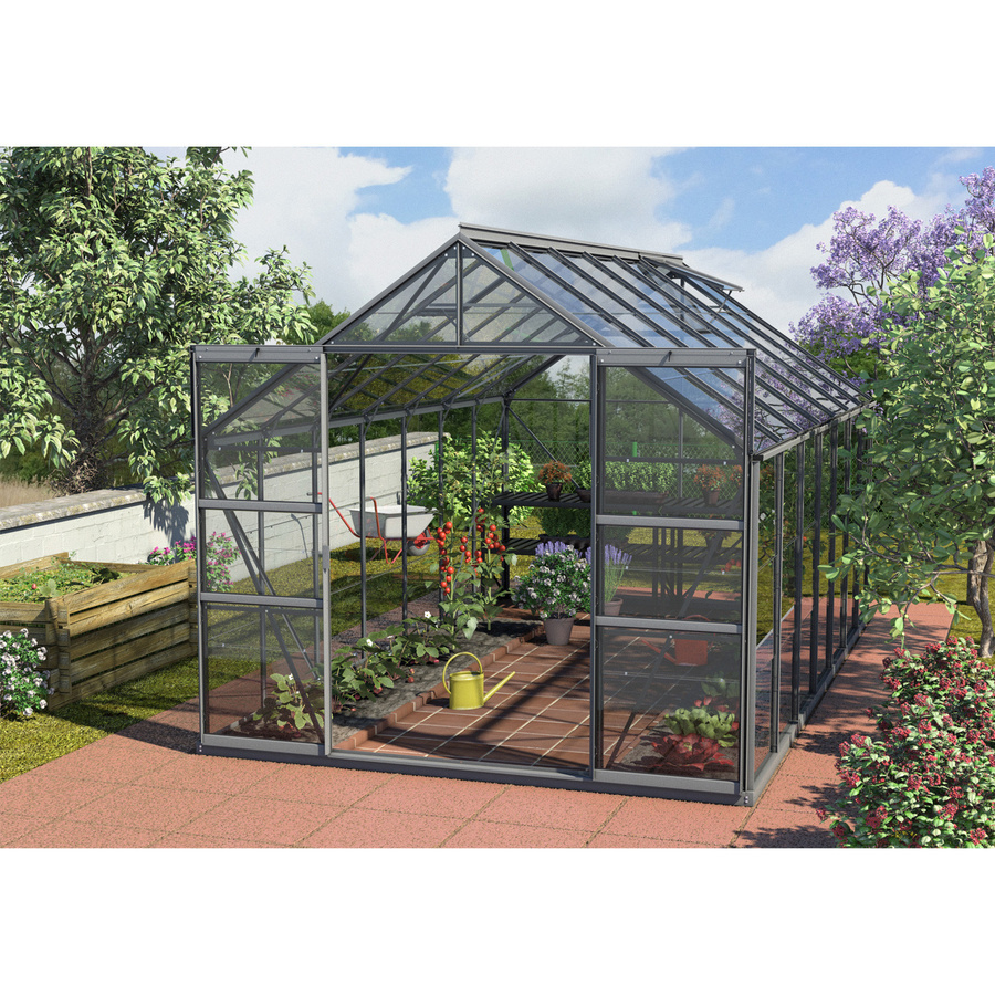 Vitavia Gewächshaus Mars 11500 in Schwarz mit 11,5 m² Fläche, ESG-Glas und Doppelschiebetür - Bild 3