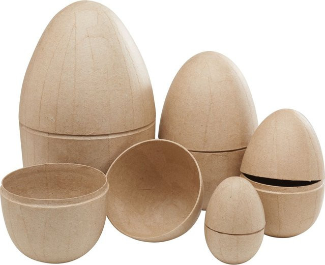 Décopatch Pappmaché-Eier in Beige, teilbar, 5er Set für Ostern - Bild 1