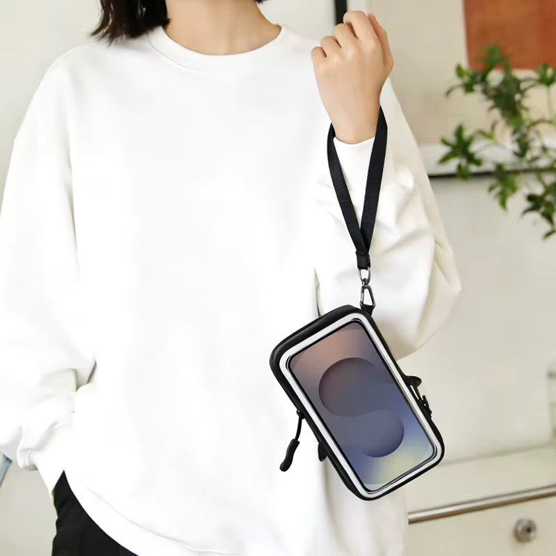 Haissky Touchscreen-Handytasche mit verstellbarem Umhängeband und Aufbewahrungstasche für iPhone 17 16 15 14 13 Pro Max Air Plus, Schwarz - Bild 5