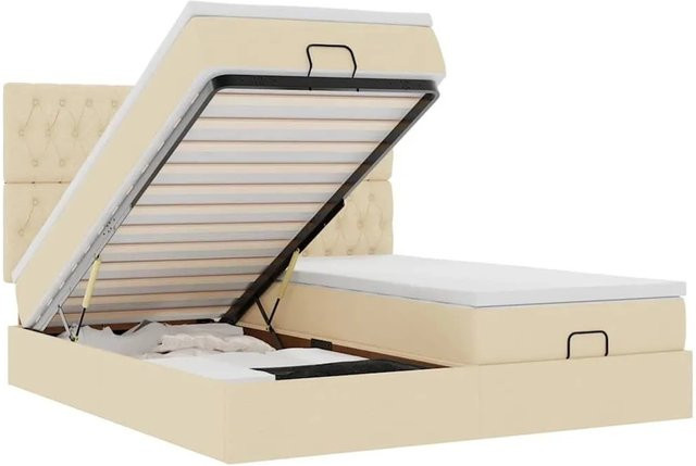 vidaXL Ottoman-Bett mit Matratze in Creme, Stoff, B/T: 200 x 200 cm - Bild 1